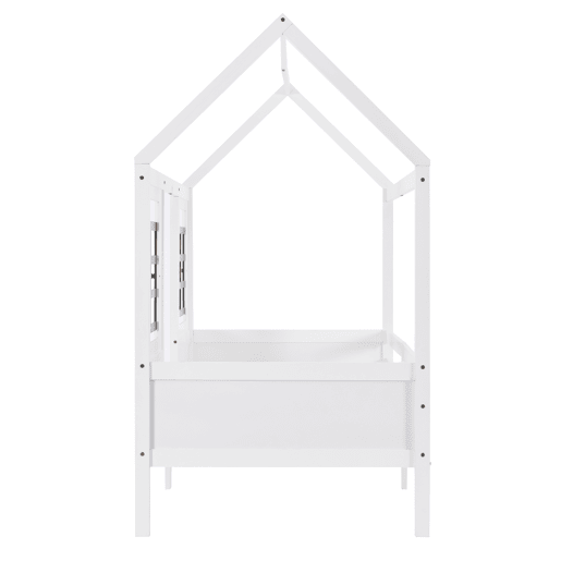 Cama individual 200x90cm - Casa com 2 gavetas, 2 janelas, estrutura em pinho e MDF - Branco
