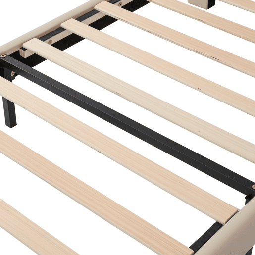 Cama individual 90x200 - Cabeceira infantil em forma de animal, estrutura metálica e estrado estável - Bege