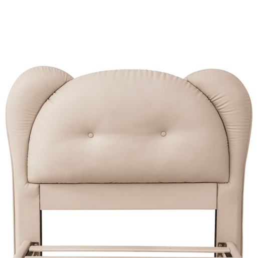 Cama individual 90x200 - Cabeceira infantil em forma de animal, estrutura metálica e estrado estável - Bege