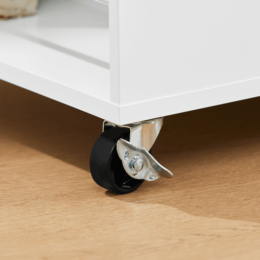SoBuy Carrito de Cocina con Ruedas - Armario de Cocina con Encimera de Madera de Caucho, 70 x 40 x 90 cm, Blanco, FKW132-WN