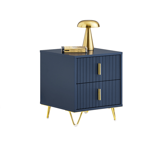 SoBuy Mesa de cabeceira com 2 gavetas, mesa de apoio moderna para quarto e sala, azul, 40 x 40 x 47 cm, FBT115-B