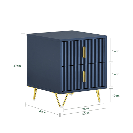 SoBuy Mesa de cabeceira com 2 gavetas, mesa de apoio moderna para quarto e sala, azul, 40 x 40 x 47 cm, FBT115-B