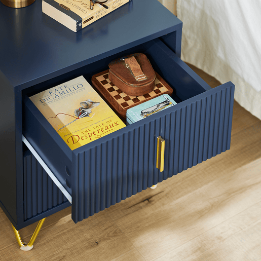 SoBuy Mesa de cabeceira com 2 gavetas, mesa de apoio moderna para quarto e sala, azul, 40 x 40 x 47 cm, FBT115-B