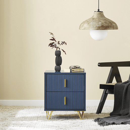 SoBuy Mesa de cabeceira com 2 gavetas, mesa de apoio moderna para quarto e sala, azul, 40 x 40 x 47 cm, FBT115-B