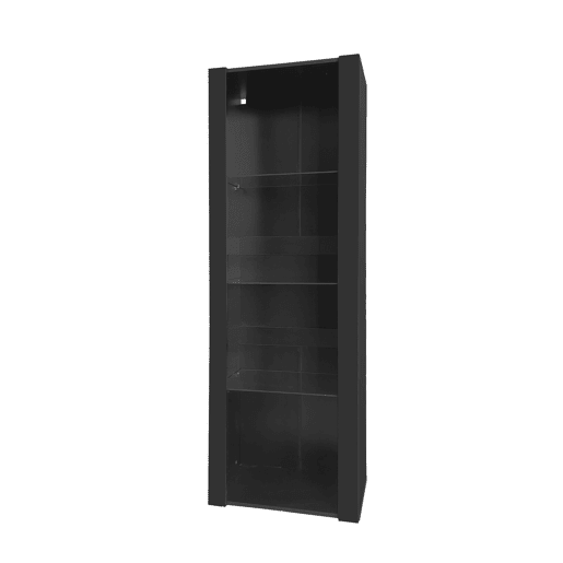 Vitrine preta alta 55×38×166 cm - com iluminação LED, 3 prateleiras de vidro Vitrine preta alta 55×38×166 cm - com iluminação LED, 3 prateleiras de vidro