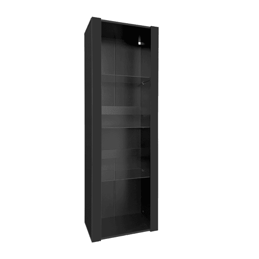 Vitrine preta alta 55×38×166 cm - com iluminação LED, 3 prateleiras de vidro Vitrine preta alta 55×38×166 cm - com iluminação LED, 3 prateleiras de vidro