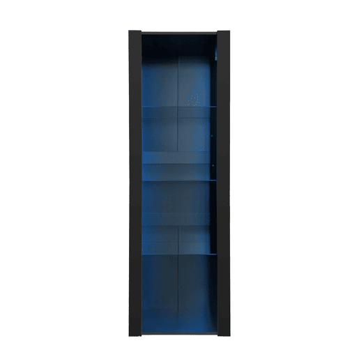 Vitrine preta alta 55×38×166 cm - com iluminação LED, 3 prateleiras de vidro Vitrine preta alta 55×38×166 cm - com iluminação LED, 3 prateleiras de vidro