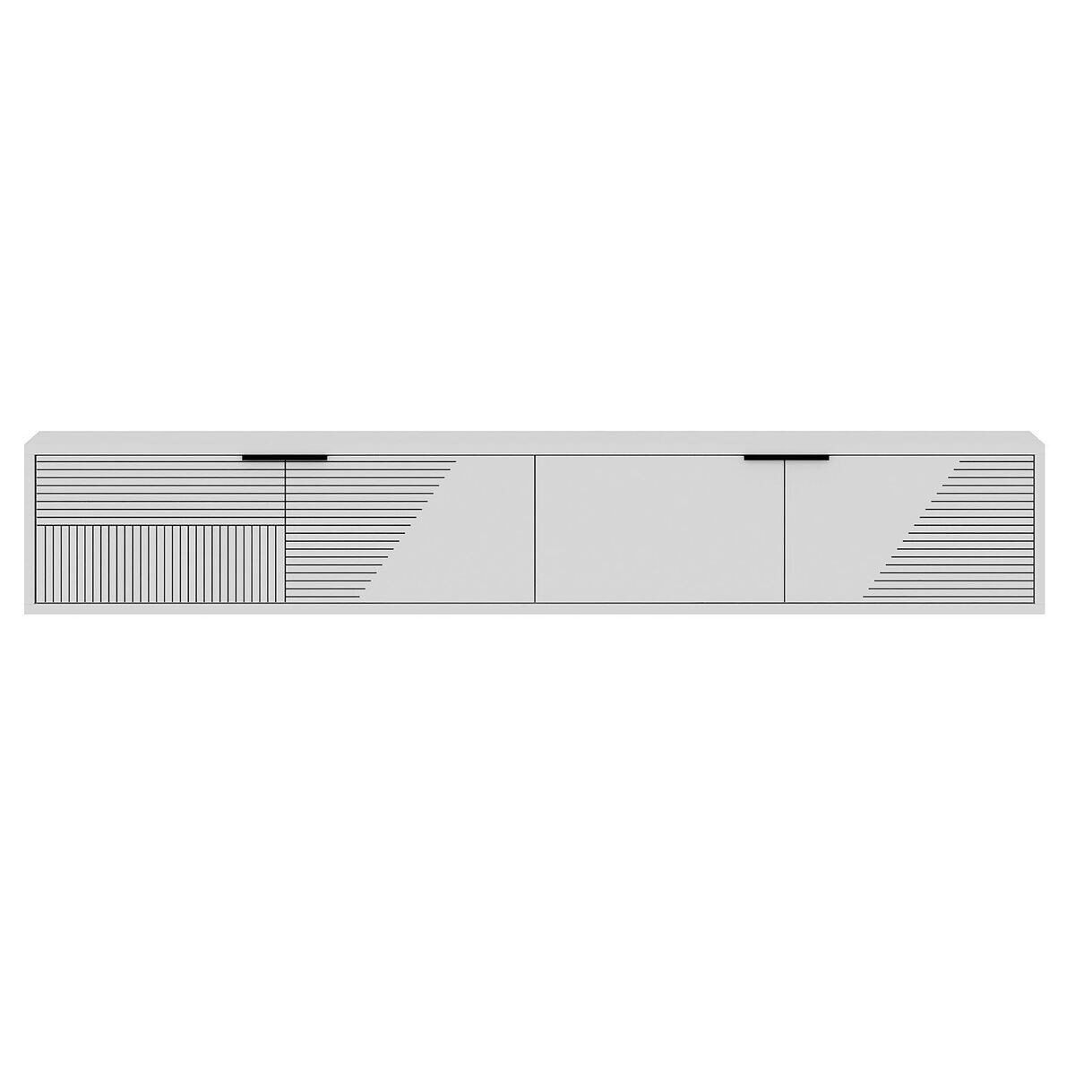 Mueble de tv mural 2 puertas abatibles estriadas l180 cm - parla