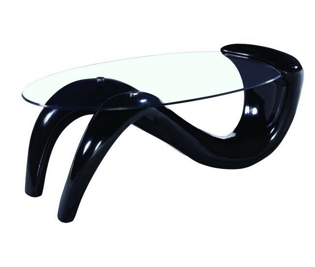 Mesa de centro oval "Maya" en fibra de vidrio - Negro