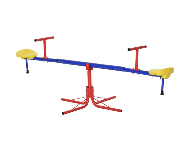 Outsunny balancín giratorio 360 grados para niños +3 años con base de 4 varillas postes de tope y asas fáciles de agarrar patio jardín 184x76x71 cm multicolor
