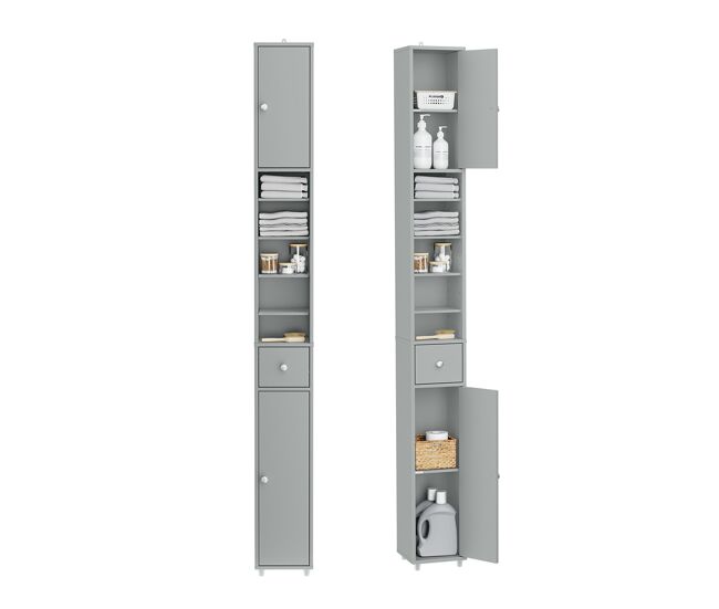 Sobuy mueble estrecho con cajón y estantes ajustables, gris, bzr34-ii-hg