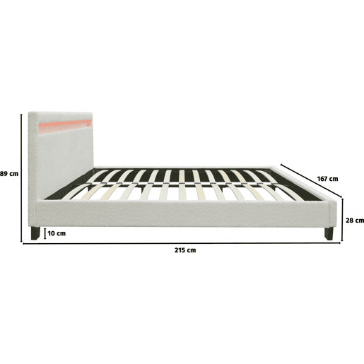 Cama atoalhada com LED Maria 140x190cm - Creme