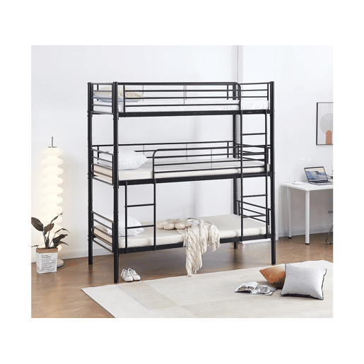 Beliche triplo de metal HAVIN - 90 x 190 cm - Preto