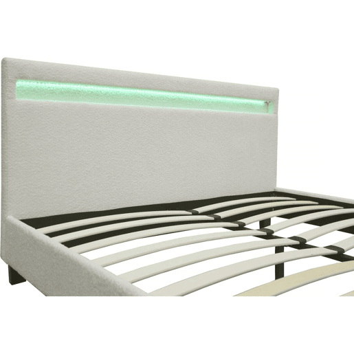 Cama atoalhada com LED Maria 160 x 200 cm - Creme