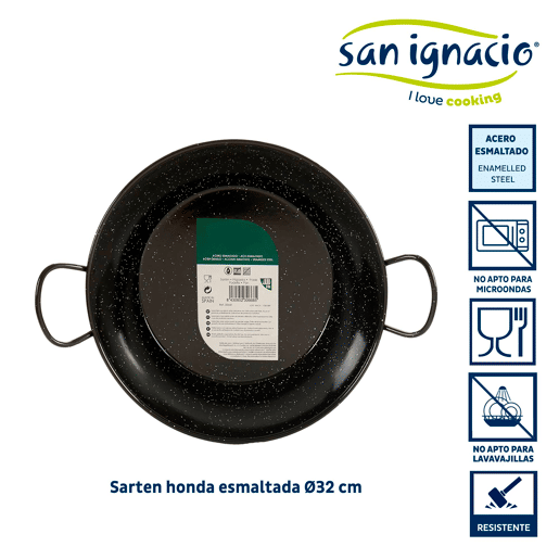 Frigideira funda em aço, esmaltada com pegas, coleção LA DEHESA 32x42 cm