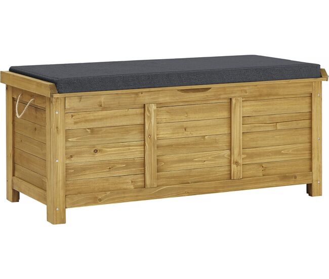 Baúl de jardín de madera "gana" - 125 x 60 x 54 cm - marrón