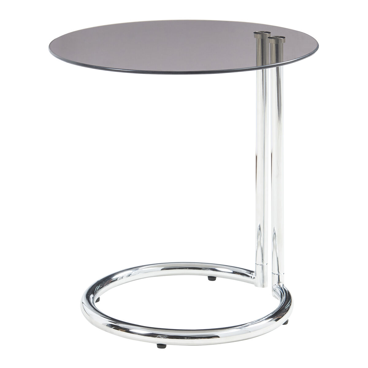 Mesa auxiliar ylivieska 46xø45 cm - cromo/vidrio bronce transparente [en.casa]