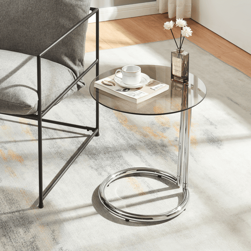 Mesa de apoio Ylivieska redondo vidro metal 46xØ45 cm cromadavidro bronze en.casa