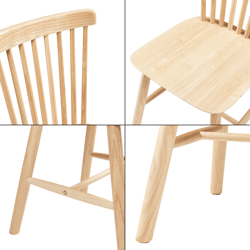 Conjunto de 2 cadeiras de jantar Karmoy 89x46x52 cm madeira Natural en.casa