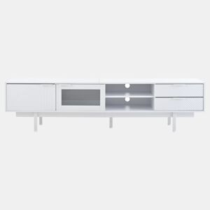 Móvel de TV 200x40x50,5 cm - Lowboard com 2 portas e 2 gavetas, suporte para TV com grande capacidade de armazenamento - Branco