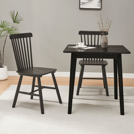 Conjunto de 2 cadeiras de jantar Karmoy 89x46x52 cm madeira Preto en.casa
