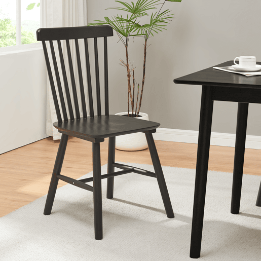 Conjunto de 2 cadeiras de jantar Karmoy 89x46x52 cm madeira Preto en.casa