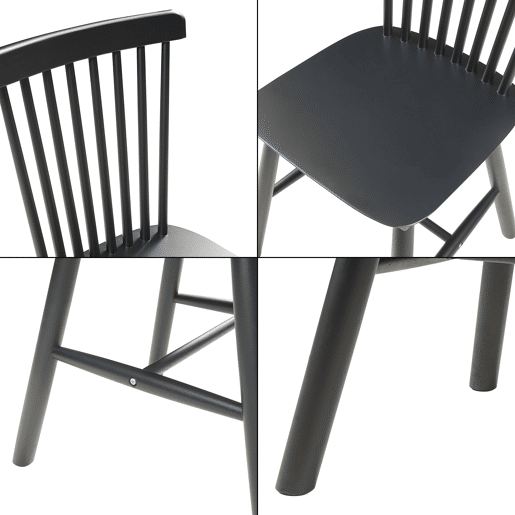 Conjunto de 2 cadeiras de jantar Karmoy 89x46x52 cm madeira Preto en.casa