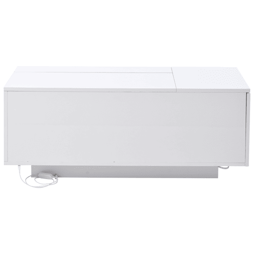 Mesa de centro 100x50x40 cm - Mesa de café ajustável com arrumação oculta, mesa auxiliar com luz LED, mesa de sala com gaveta - Branca