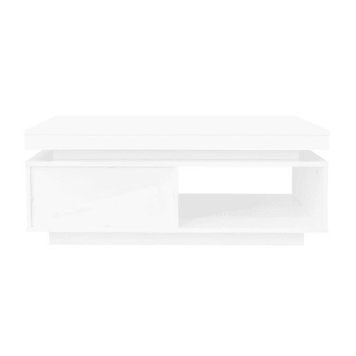 Mesa de centro moderna de alto brilho 100x50x40,3 cm - Mesa elegante com iluminação LED, gaveta e capacidade de carga de 50 kg