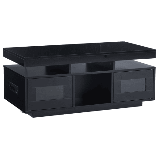 Mesa de centro 100x50x43 cm - Com luzes LED controláveis por aplicação, mesa com armazenamento e portas de carregamento - Preto
