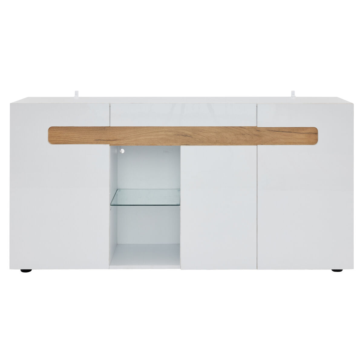 Mueble auxiliar 140x40x70 cm - mueble de salón con control led y app - blanco con base de cristal