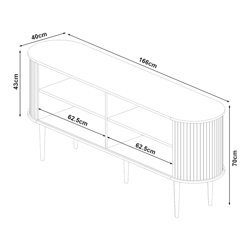 Aparador Mapia com 2 portas de correr 166x40x70 cm Aspeto de nogueira en.casa