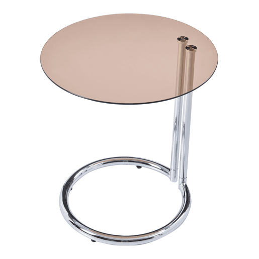 Mesa de apoio Ylivieska redondo vidro metal 46xØ45 cm cromadavidro âmbar en.casa