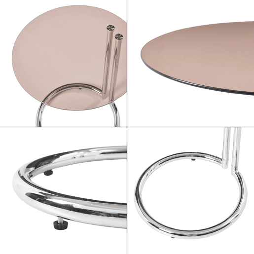 Mesa de apoio Ylivieska redondo vidro metal 46xØ45 cm cromadavidro âmbar en.casa