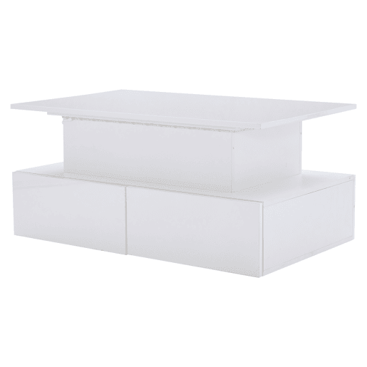 Mesa de centro moderna 90x55x41 cm - Com iluminação LED e 4 gavetas - Branco brilhante