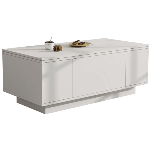 Mesa de centro moderna com mecanismo duplo elevável, arrumação oculta, suporta até 50 kg - Branco Mesa de centro moderna com mecanismo duplo elevável, arrumação oculta, suporta até 50 kg - Branco