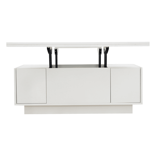 Mesa de centro moderna com mecanismo duplo elevável, arrumação oculta, suporta até 50 kg - Branco Mesa de centro moderna com mecanismo duplo elevável, arrumação oculta, suporta até 50 kg - Branco