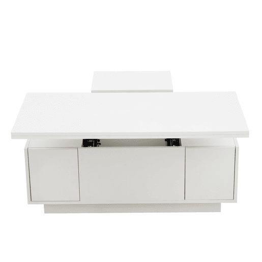 Mesa de centro moderna com mecanismo duplo elevável, arrumação oculta, suporta até 50 kg - Branco Mesa de centro moderna com mecanismo duplo elevável, arrumação oculta, suporta até 50 kg - Branco