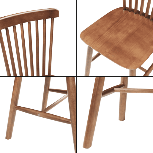Conjunto de 2 cadeiras de jantar Karmoy 89x46x52 cm madeira Nogueira en.casa