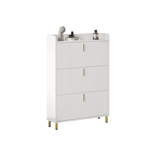 Sapateira estreita 80x23,5x123,5 cm - 2 armários com 3 portas, 6 compartimentos, ajustável, com sistema antivolteio - Branco Sapateira estreita 80x23,5x123,5 cm - 2 armários com 3 portas, 6 compartimentos, ajustável, com sistema antivolteio - Branco