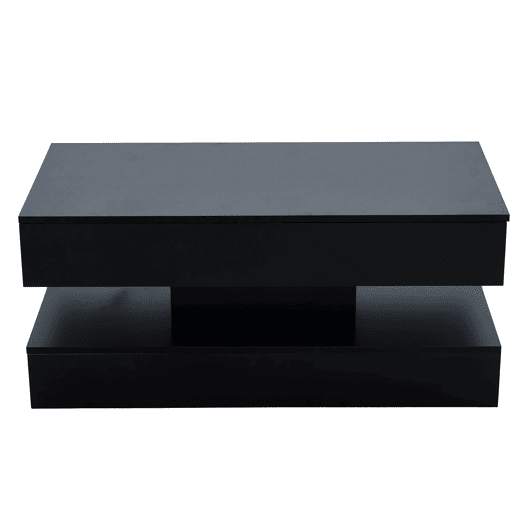 Mesa de centro moderna 100x50x42 cm - com iluminação LED, arrumação oculta e elevação hidráulica, carga máxima 50 kg - Preto