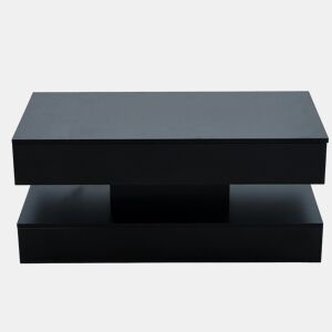 Mesa de centro moderna 100x50x42 cm - com iluminação LED, arrumação oculta e elevação hidráulica, carga máxima 50 kg - Preto