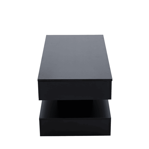 Mesa de centro moderna 100x50x42 cm - com iluminação LED, arrumação oculta e elevação hidráulica, carga máxima 50 kg - Preto