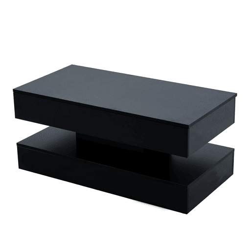 Mesa de centro moderna 100x50x42 cm - com iluminação LED, arrumação oculta e elevação hidráulica, carga máxima 50 kg - Preto