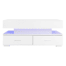 Mesa de centro hidráulica 100x50x44 cm - com LED, controlo por aplicação Bluetooth, 2 gavetas e arrumação aberta - Branco
