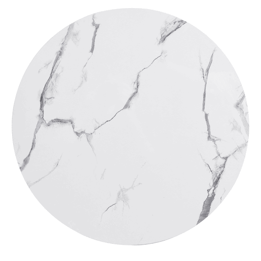 Conjunto de mesas de centro empilháveis 60x60x46cm e 50x50x31cm - Tampos redondos com acabamento efeito mármore, 2 gavetas - Branco