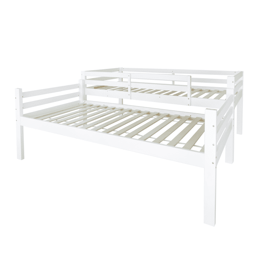 Beliche infantil 90x200 - cama juvenil com escada angular de 3 degraus e barreira de segurança, divisÃvel em 2 camas individuais - branco Beliche infantil 90x200 - cama juvenil com escada angular de 3 degraus e barreira de segurança, divisÃvel em 2 camas individuais - branco