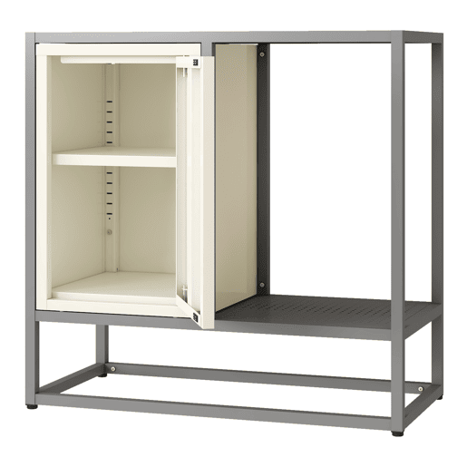 Aparador Burlöv com porta aço 70x72x35 cm cinzentobranco en.casa