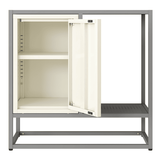 Aparador Burlöv com porta aço 70x72x35 cm cinzentobranco en.casa