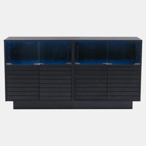 Móvel de arrumação 130x35x68 cm - Com 2 armários, 4 compartimentos, portas de vidro, com luz LED, moderno, com amplo espaço de arrumação